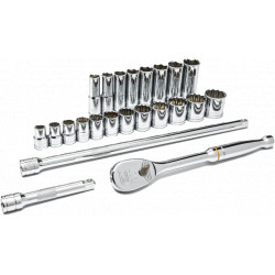 23 Pc 1/2" Dr 6 Point Standard & Deep SAE Mechanics Tool Set / 80707