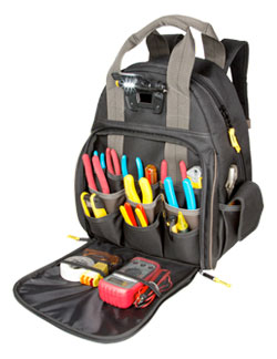 Lighted Tool Backpack - 56 Pocket - Poly Fabric / L255