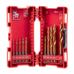 SHOCKWAVE Impact Duty™ RED HELIX™ Titanium Drill Bit Set – 10PC