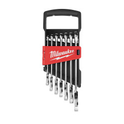 7pc Metric Flex Head Ratcheting Combination Wrench Set