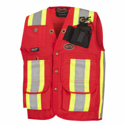 Surveyor's/Supervisor's Vest - 600D PU-Coated Oxford Polyester – Red – S - *PIONEER