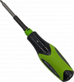 Multibit Ratchet Screwdriver - 15 Tips - Green/Black