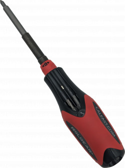 Multibit Ratchet Screwdriver - 15 Tips - Red/Black