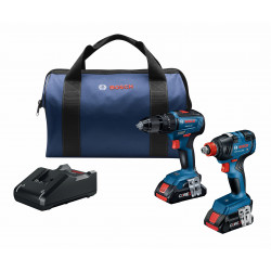 18V 2-Tool Combo Kit with 1/2 In. Hammer Drill/Driver, Freak 1/4 In. and 1/2 In. Two-in-One Bit/Socket Impact Driver and (2) COR