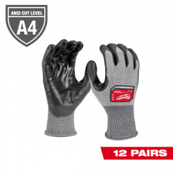 12 Pair Cut Level 4 High Dexterity Polyurethane Dipped Gloves - L