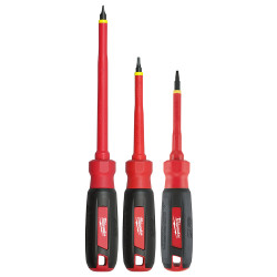 3-Piece 1000V Insulated Screwdriver Set w/ Square Drive