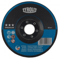 Premium 2in1 Grinding Wheel 6"x9/32"x7/8" TYPE 27 Steel/Stainless - *TYROLIT