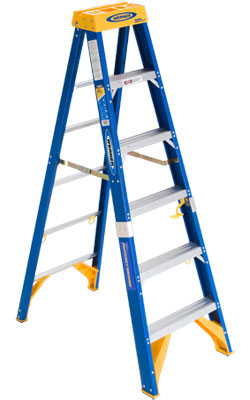 Werner Step Ladder Type 1AA Fiberglass OBEL00CA Series OLD BLUE