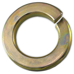 Lock Washer - Helical Spring - Grade 8 Steel / Yellow Zinc