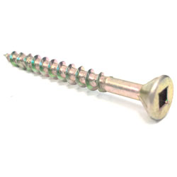 Flat 4 Lug Head #10 Robertson Wood Screws / Yellow Zinc (BULK)