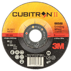 3M™ Cubitron™ II Depressed Centre Grinding Wheel, T27, 66588, 5 in x 1/4 in x 7/8 in - Black