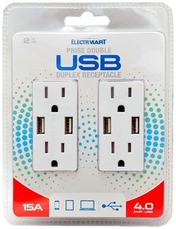 Receptacle - USB - White / 5618D (2 Pack)