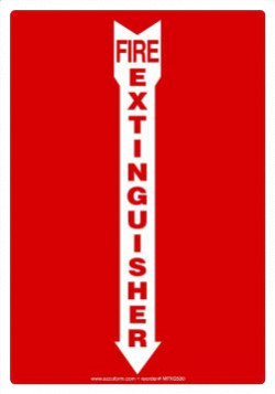 Fire Extinguisher Arrow Sign - 10" x 7" - Plastic / MFXG500VP