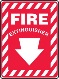 Fire Extinguisher Down Arrow Sign - 14" x 10" - Plastic / MFXG908VP