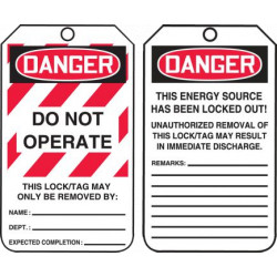 Danger Do Not Operate Tag - 5-3/4" x 3-1/4" - RP-Plastic / MLT406PTP (25 PK)