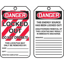 Danger Locked Out Do Not Operate Tag - 5-3/4" x 3-1/4" - RP-Plastic / MLT407PTP (25 PK)