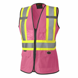 Women's Safety Vest - Tricot Poly Interlock - Pink - XS - *PIONEER