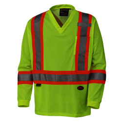 Hi-Viz Yellow/Green Traffic Micro Mesh Long-Sleeved Safety Shirt - L - *PIONEER