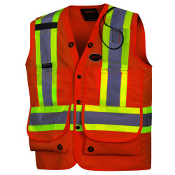 Hi-Viz Orange Surveyor's Safety Vest - M - *PIONEER