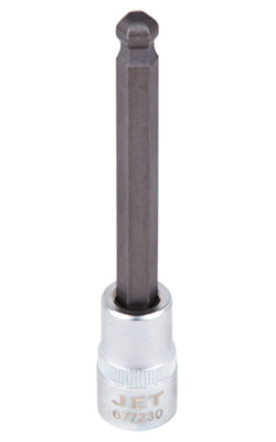 Ball Nose Hex Bit Socket - 4" Long - 3/8" Drive - Metric / 6772