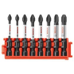 8 pc. Impact Tough™ Phillips® 2 In. Power Bits with Clip for Custom Case System - *BOSCH