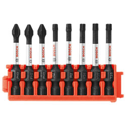 8 pc. Impact Tough™ Phillips®, Square and Torx® 2 In. Power Bits with Clip for Custom Case System - *BOSCH