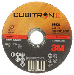 3M™ Cubitron™ II Cut-Off Wheel, 66526, T1, 5 in x .045 in x 7/8 in - Black