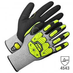 Cut Level 5 Hi-Viz Impact Nitrile Gloves - Size 7