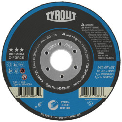 Premium - Z-Force Grinding Wheel 7"x1/4"x7/8" Type 27 ZA24R Z-FORCE Steel