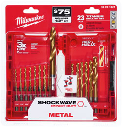 SHOCKWAVE Impact Duty™ RED HELIX™ Titanium Drill Bit Set – 23PC