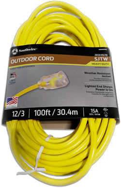 Extension Cord - 12/3 AWG - Yellow / 123 Series *OUTDOOR