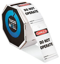 Danger Do Not Operate Tag - Polyolefin - White / TAR110 (100 Roll)