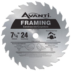 Circular Saw Blade - 7-1/4" - 24T / A0724A *FRAMING