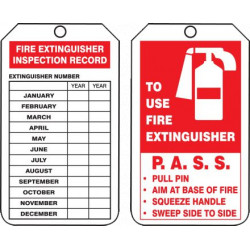 Fire Extinguisher Inspection Tag - 4-1/4" x 2-1/8" - RP-Plastic / TRM101PTP (25 PK)