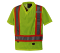 Hi-Viz Safety T-Shirts - Polyester Mesh - Chest Pocket - Yellow - L - *PIONEER