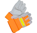 Leather/Cotton Gloves - Lined - Split Cowhide / 30-1-1003 *HI-VIZ