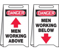 Danger Men Working Above/Below Sign - 20" x 12" - Corrugated Plastic / PFE470