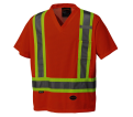 Hi-Viz Safety T-Shirts - Polyester Mesh - Chest Pocket - Orange - L - *PIONEER