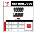SHOCKWAVE Impact Duty™ 1/2" Drive SAE Deep 6 Point Socket Set - 12pc